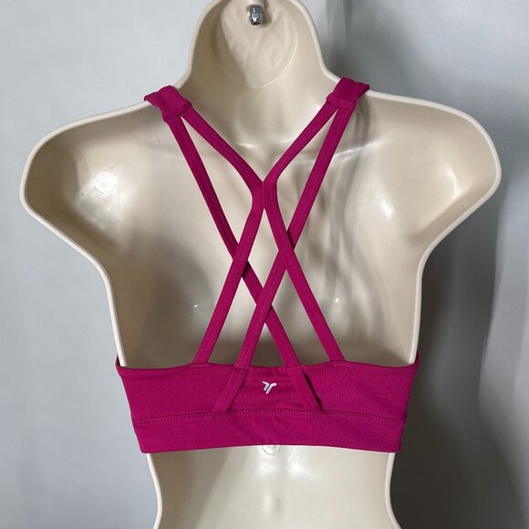 Women's Old Navy Medium Support PowerPress Strappy Sports Bra MEDIUM Fuchsia - Picture 1 of 3